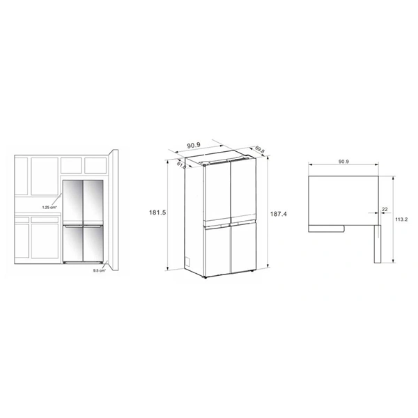 Whirlpool WQ9 U3L EF inox, side-by- side, Hűtő:388L, Fagyasztó:206L, No Frosthűtőszekrény