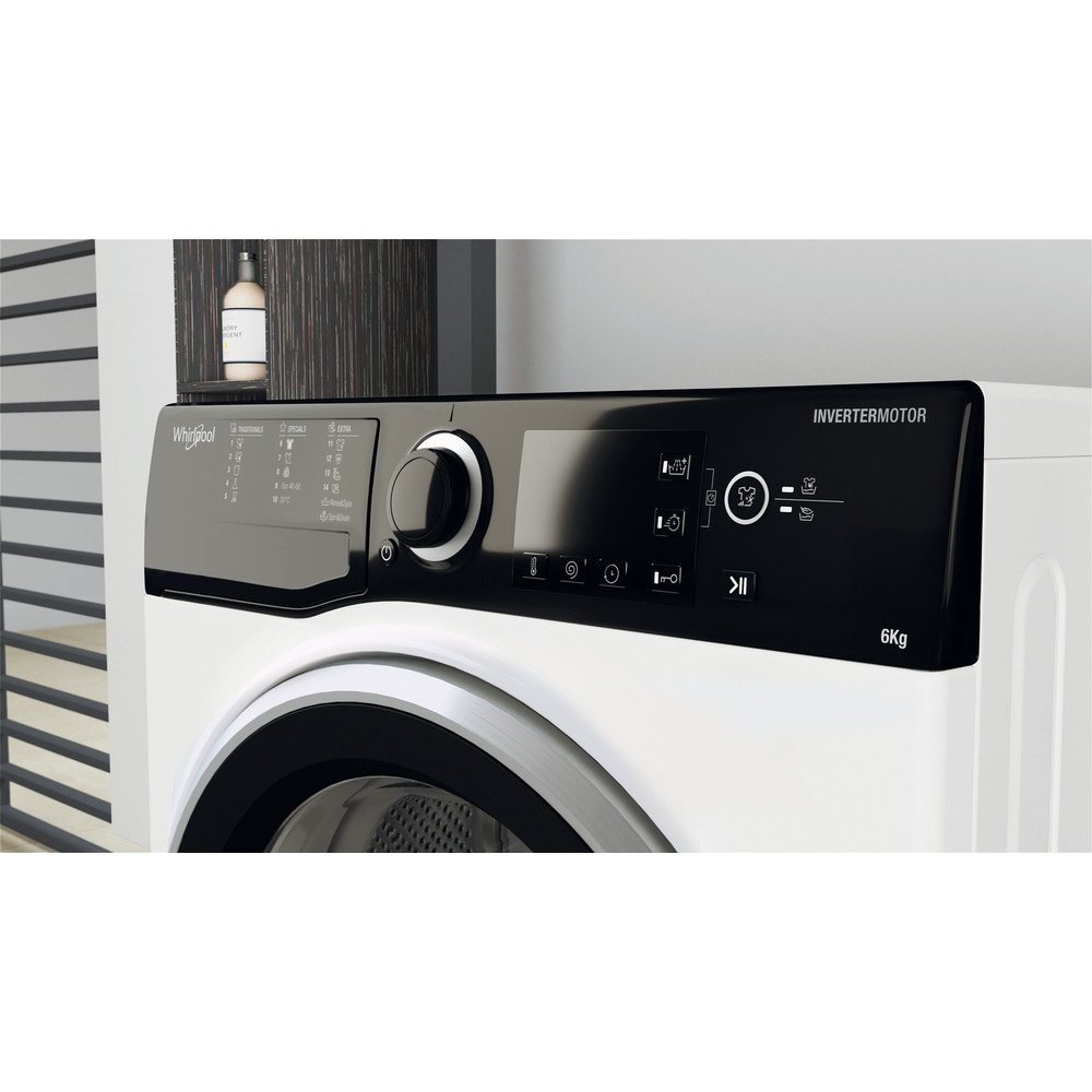 Whirlpool WRBSB 6228 B EU fehér, elöltöltős, keskeny, max.1200ford., 6 kg, mosógép