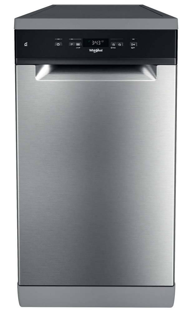 Whirlpool WSFC 3M17 X inox, programok száma: 6, keskeny szabadonálló, 10 terítékes mosogatógép 