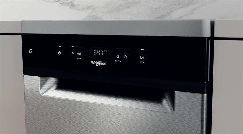 Whirlpool WSFC 3M17 X inox, programok száma: 6, keskeny szabadonálló, 10 terítékes mosogatógép 