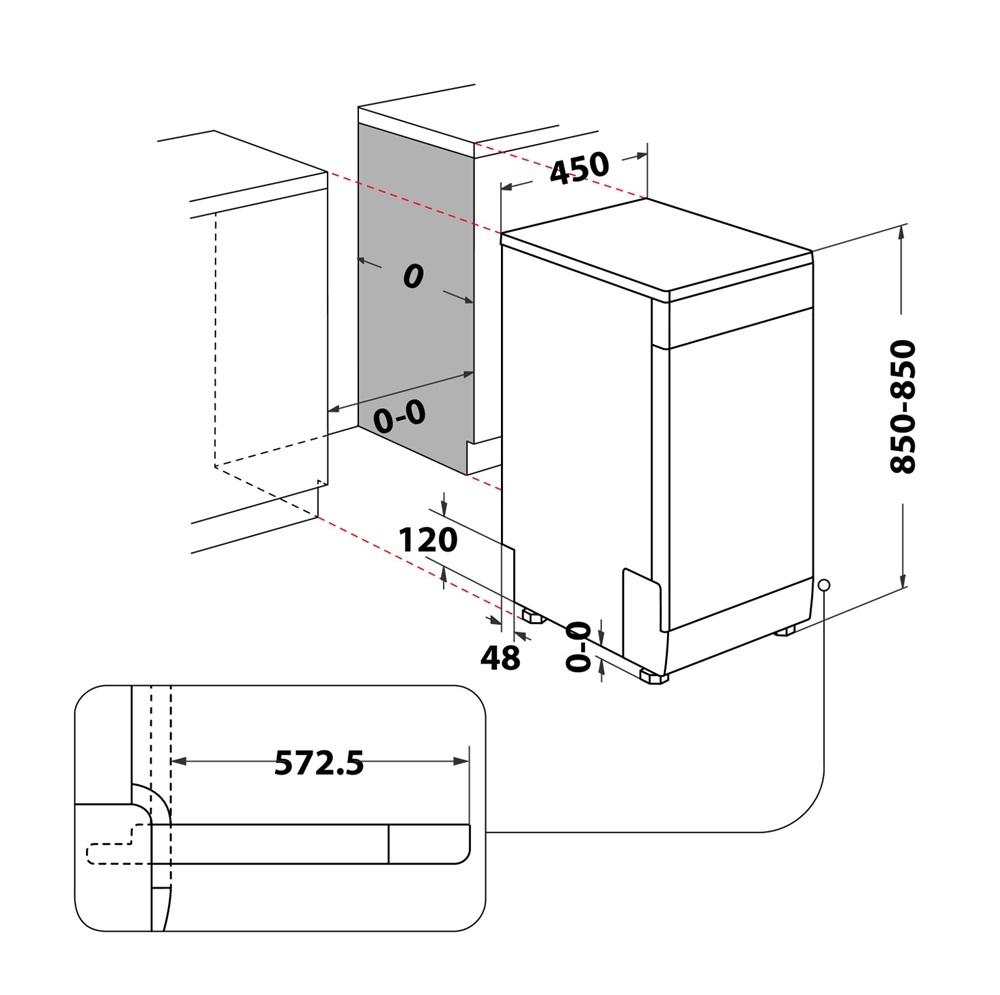 Whirlpool WSFO 3O34 PF X inox, programok száma: 8, keskeny szabadonálló, 10 terítékes mosogatógép 