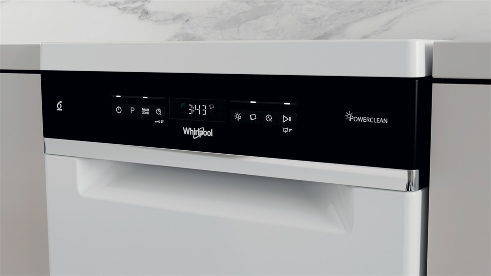 Whirlpool WSFO 3O34 PF fehér, programok száma: 8, keskeny szabadonálló, 10 terítékes mosogatógép 