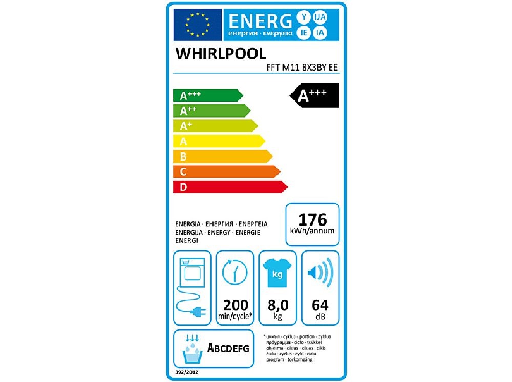 Whirlpool FFT M11 8X3BY EE fehér, 8 kg, hőszivattyús, szárítógép