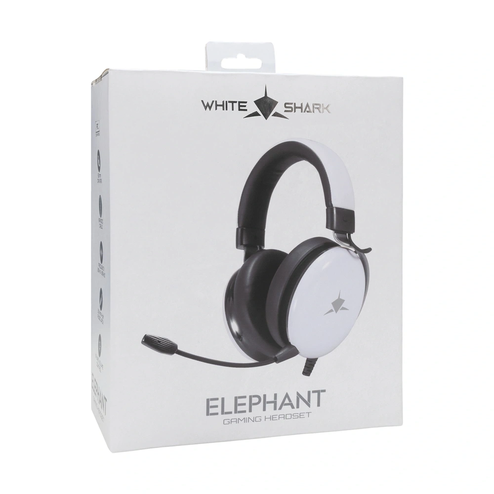White Shark ELEPHANT vezetékes fehér gamer headset