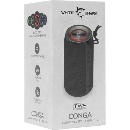 White Shark GBT-808B CONGA fekete Bluetooth hangszóró