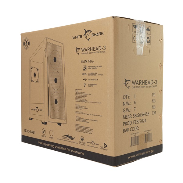 White Shark GCC-2401B Warhead fekete (táp nélküli switch) ablakos E-ATX ház