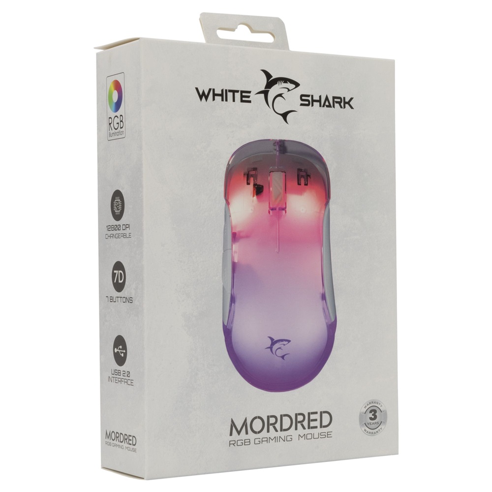 White Shark GM-5017W Mordred fehér gamer egér