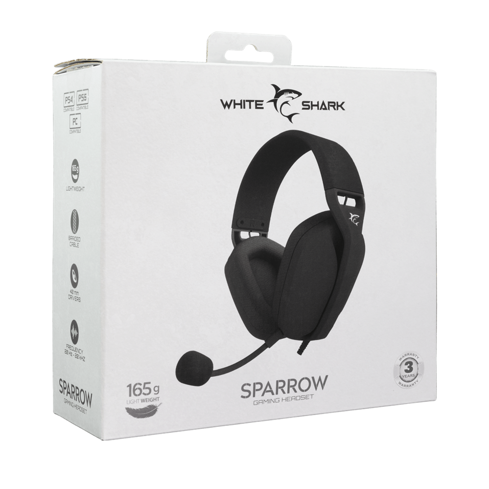 White Shark WS GH-2443B SPARROW-B fekete gamer headset