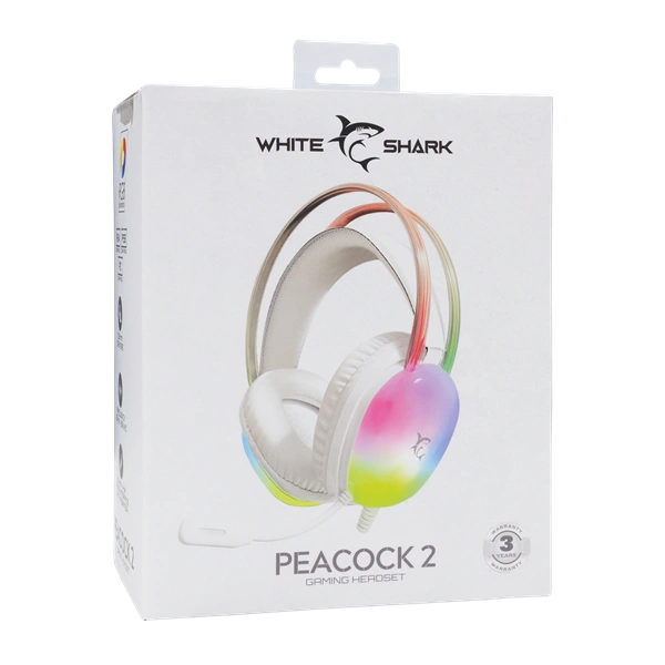 White Shark WS GH-2444W-2 PEACOCK-W-2 fehér gamer headset
