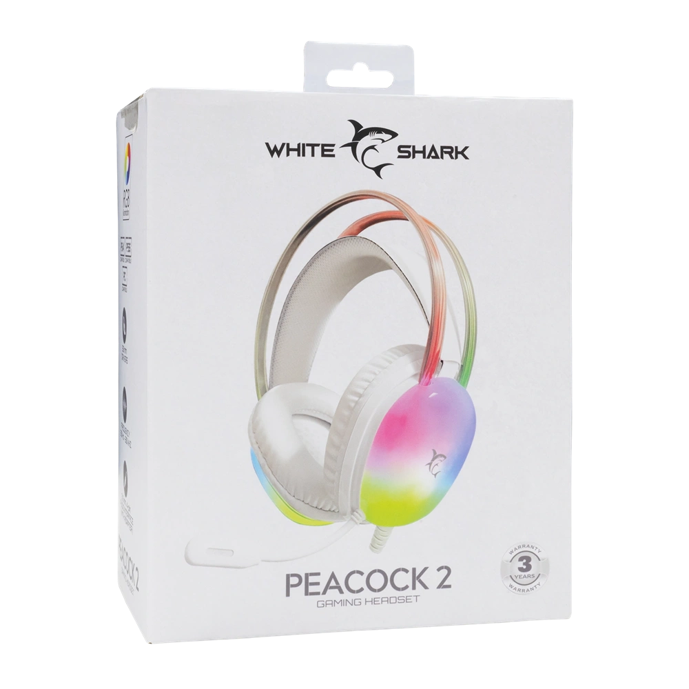 White Shark WS GH-2444W-2 PEACOCK-W-2 fehér gamer headset