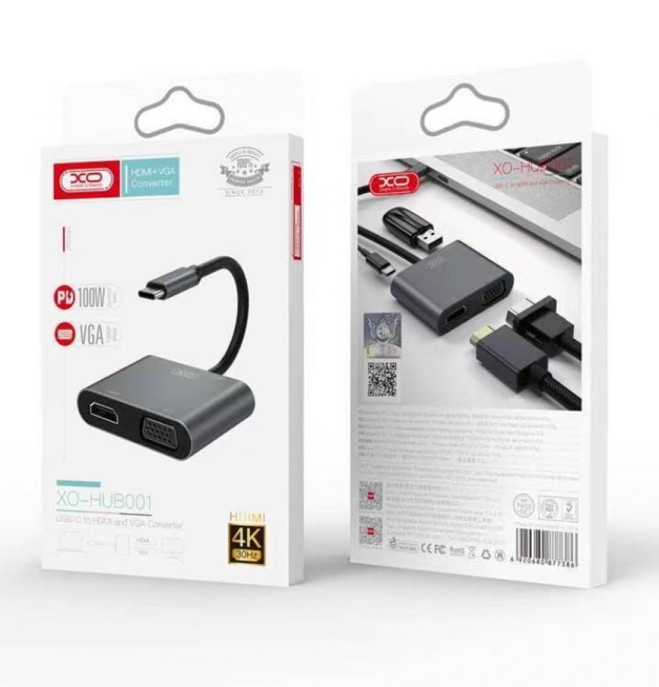 XO XOP-HUB001-TYPEC-SV Type-C/USB/HDMI ezüst HUB