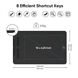 XP-PEN Deco 01V3 (10"x6,25", 5080 LPI, PS 16k, 200 RPS, 8 gomb, USB) grafikus tábla