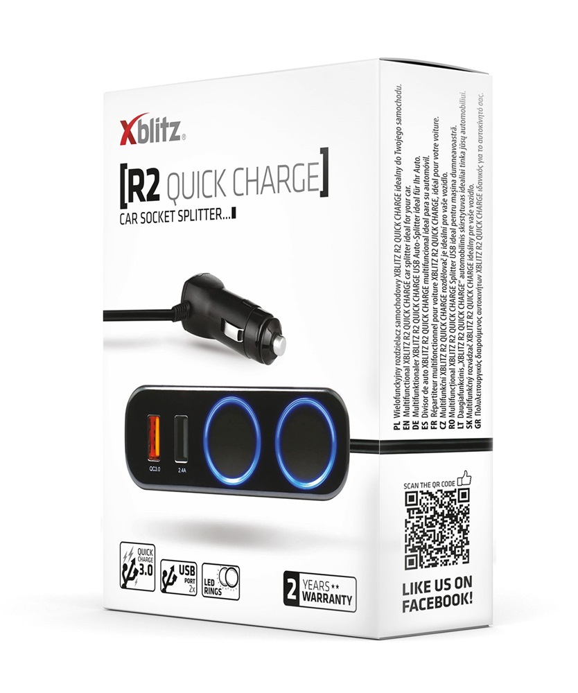 Xblitz R2 fekete/kék szivargyújtó elosztó és gyorstöltő