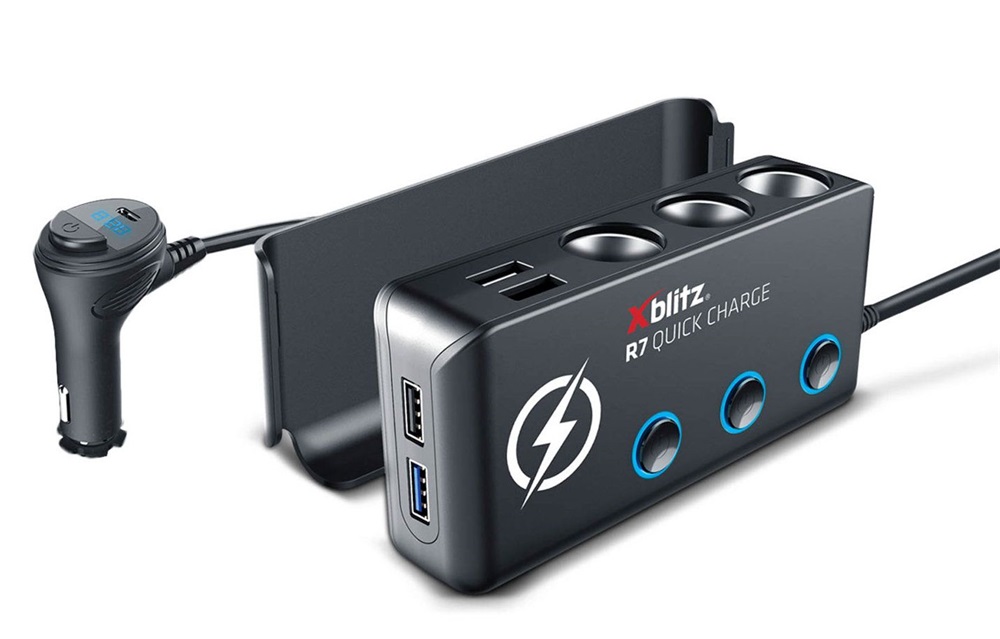 Xblitz R7 multifunkciós fekete szivargyújtó elosztó és gyorstöltő