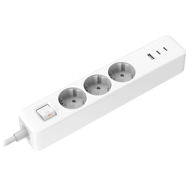 Xiaomi 20W Power Strip (2C1A) EU 1,4m kapcsolós fehér elosztó