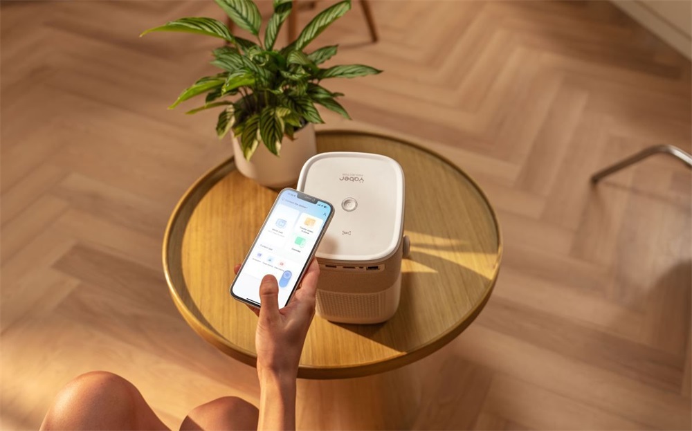 YABER T2 Plus 1080P 450L bézs hordozható beépített akkumulátoros projektor