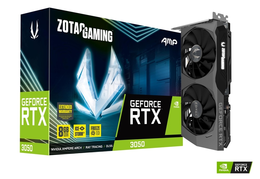 ZOTAC GAMING GeForce RTX 3050 AMP nVidia 8GB GDDR6 128bit  PCIe videokártya