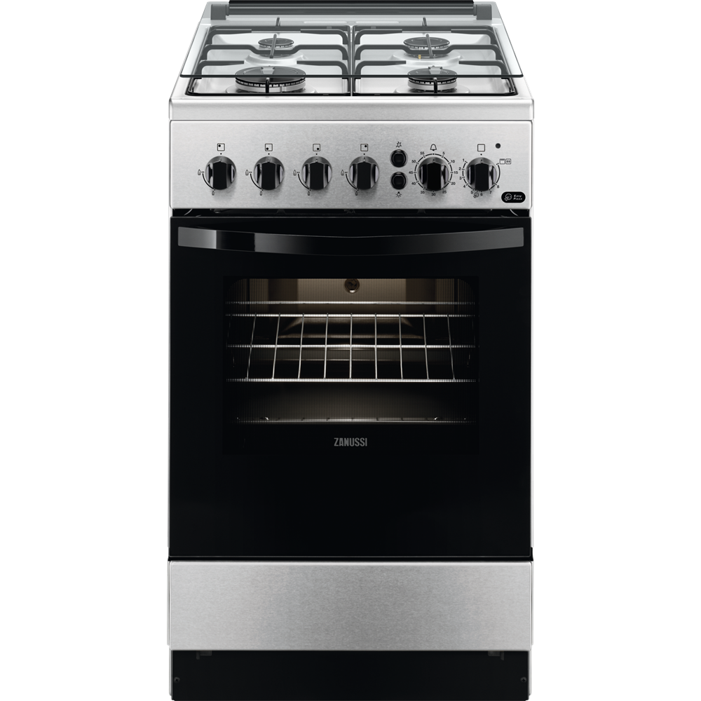 Zanussi ZCG512K1XA inox, szabadonálló, gáz, főzőzóna: 4, sütő:55L, grill, tűzhely