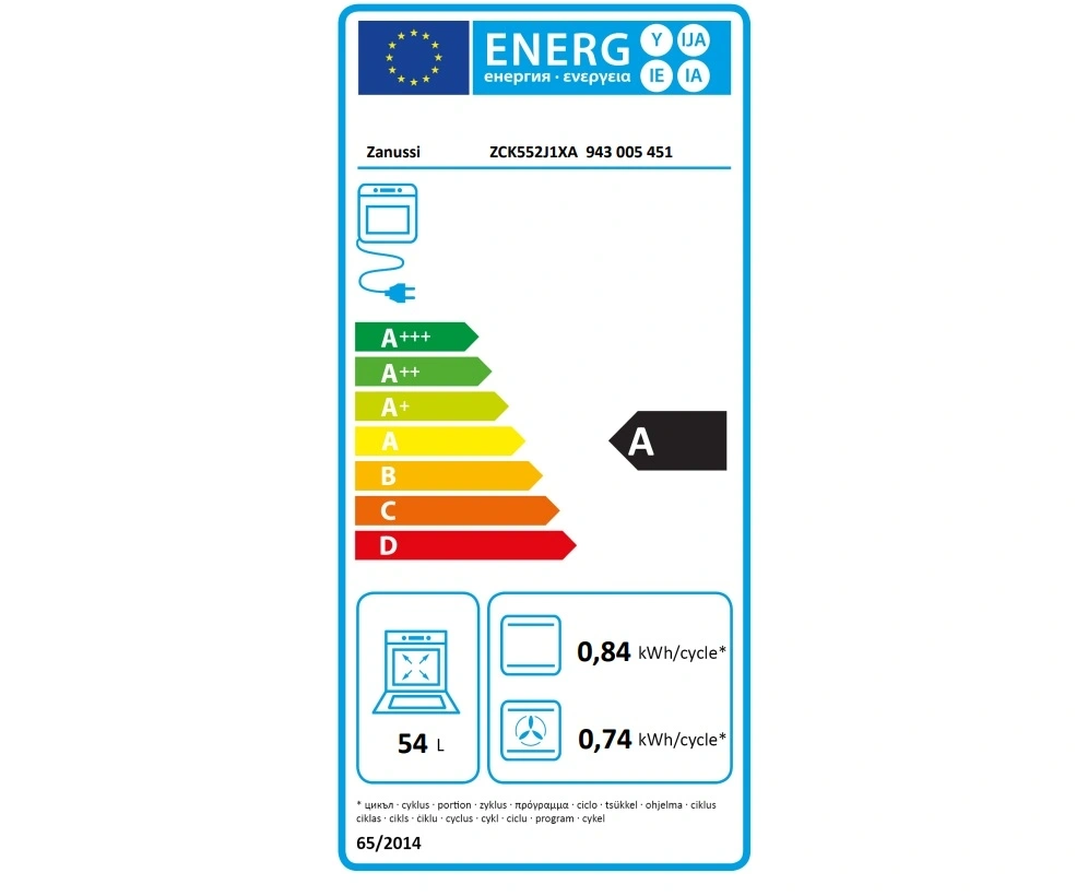 Zanussi ZCK552J1XA inox, szabadonálló, gáz, kombinált, főzőzóna: 4, sütő:54L, grill, tűzhely