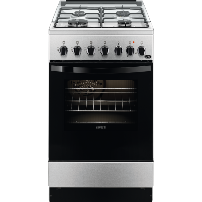 Zanussi ZCK552J1XA inox, szabadonálló, gáz, kombinált, főzőzóna: 4, sütő:54L, grill, tűzhely