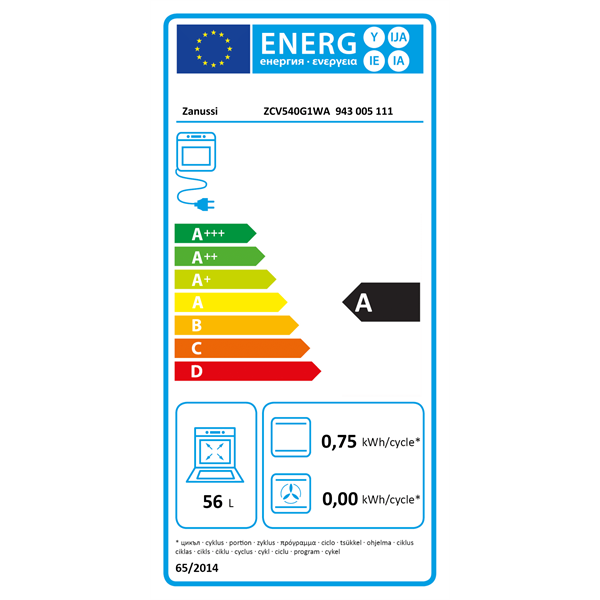 Zanussi ZCV540G1WA fehér kerámialapos tűzhely