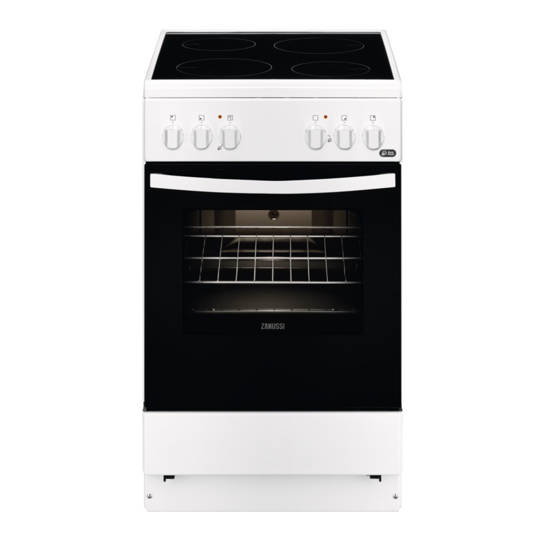 Zanussi ZCV540G1WA fehér, szabadonálló, kerámialapos, elektromos, főzőzóna: 4, sütő:54L, grill, tűzhely