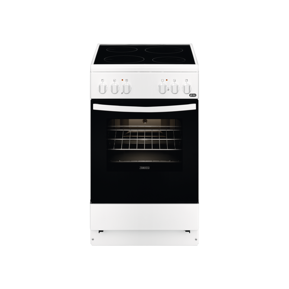 Zanussi ZCV540G1WA fehér, szabadonálló, kerámialapos, elektromos, főzőzóna: 4, sütő:54L, grill, tűzhely