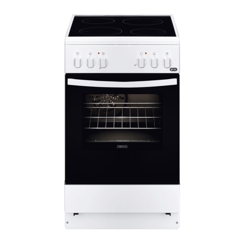 Zanussi ZCV 550G1WA fehér, szabadonálló, kerámialapos, elektromos, főzőzóna: 4, sütő:54L, grill, tűzhely