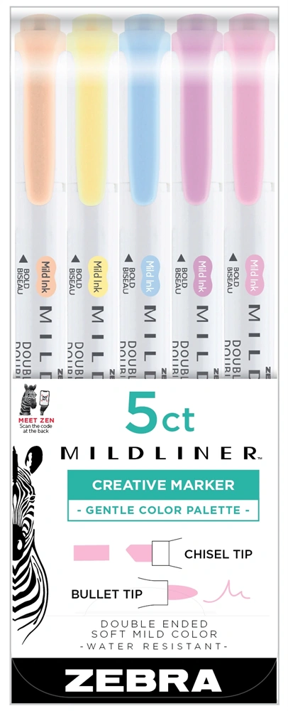 Zebra Mildliner Gentle 5 db kettős végű szövegkiemelő készlet