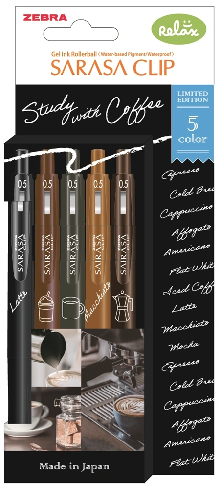 Zebra Sarasa Clip 0,5 Study with Coffee 5 db zselés toll készlet