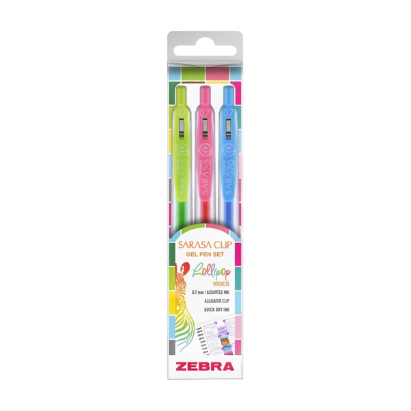 Zebra Sarasa Clip Gelpen 0,7 Lollipop vibes 3 db zseléstoll készlet
