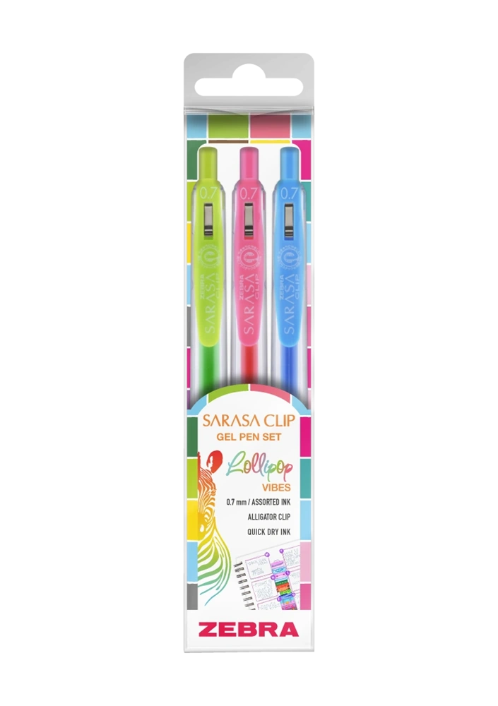 Zebra Sarasa Clip Gelpen 0,7 Lollipop vibes 3 db zseléstoll készlet