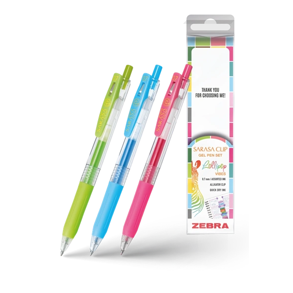 Zebra Sarasa Clip Gelpen 0,7 Lollipop vibes 3 db zseléstoll készlet