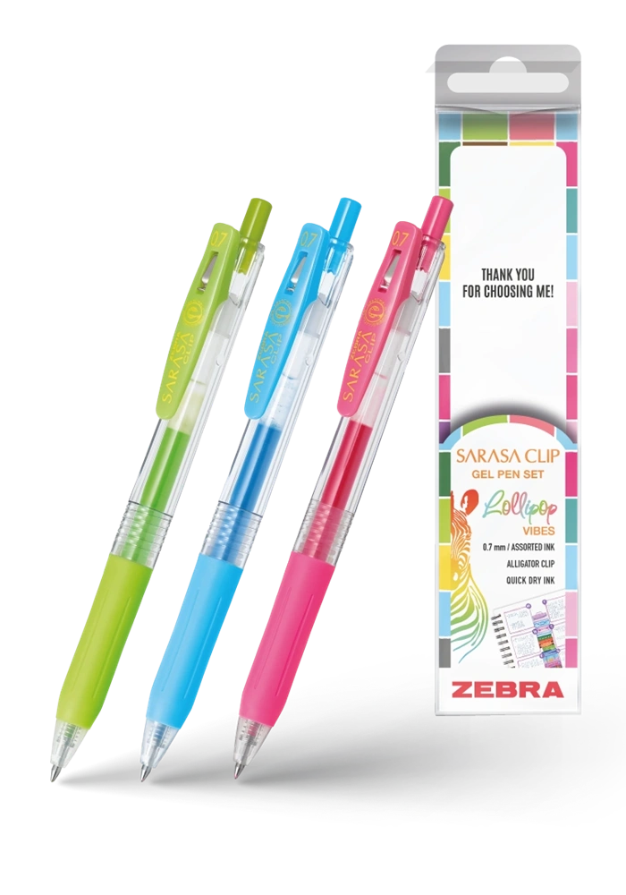 Zebra Sarasa Clip Gelpen 0,7 Lollipop vibes 3 db zseléstoll készlet