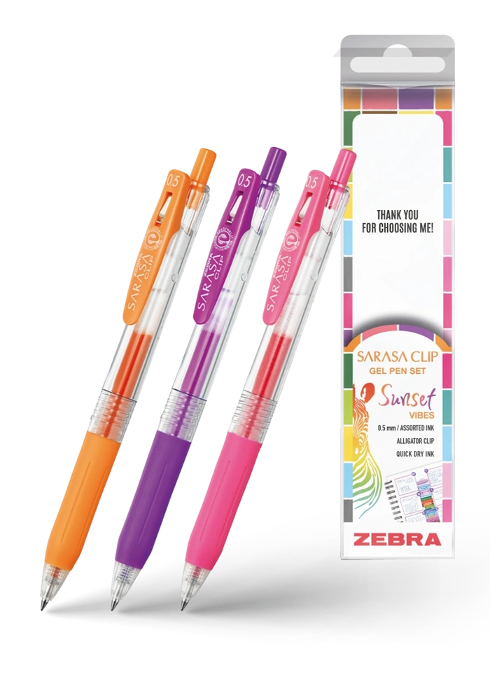 Zebra Sarasa Clip Gelpen 0,7 Sunset vibes 3 db zseléstoll készlet