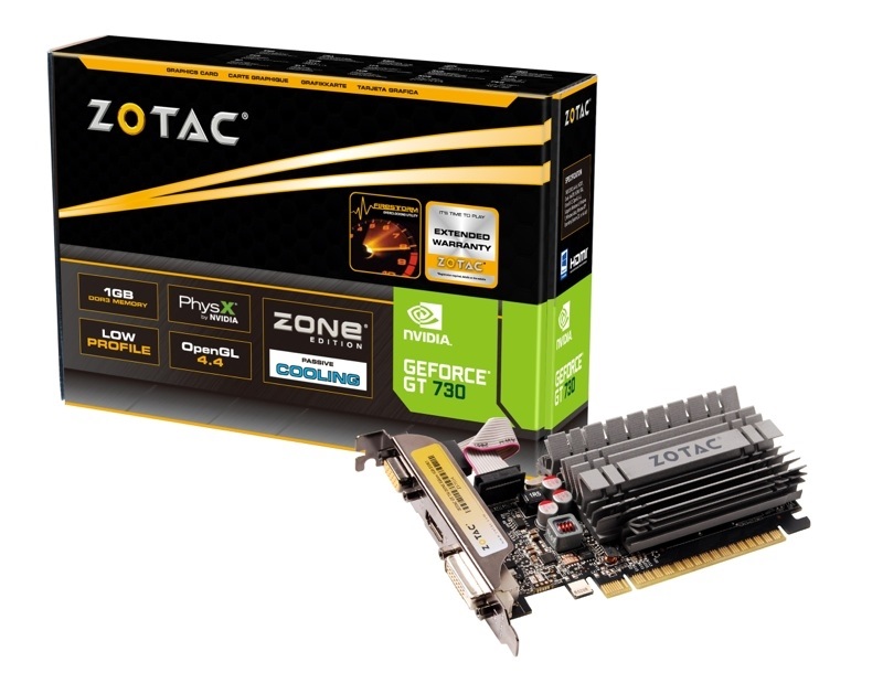 Zotac GeForce GT 730 Zone Edition nVidia 2GB DDR3 64bit  PCIe videokártya