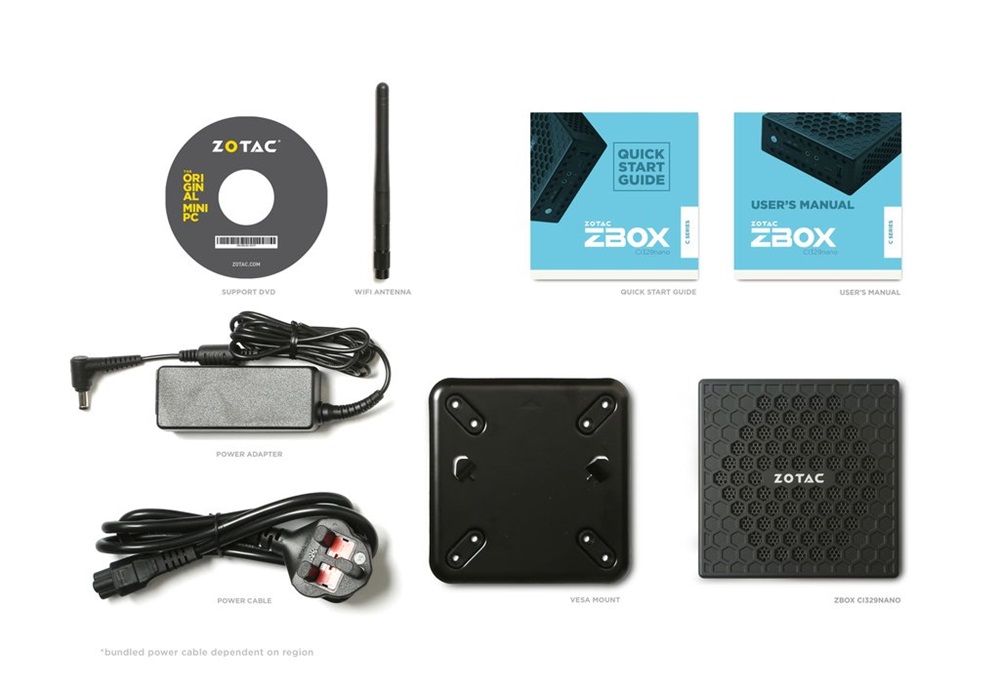 Zotac ZBOX-CI329NANO-BE mini Intel barbone asztali PC