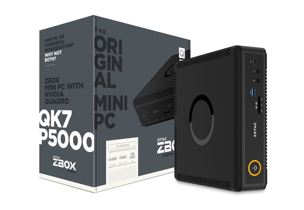 Zotac ZBOX QK7P5000  (i7-7700T/2x SO-DIMM DDR4/1x SATA, 1x M.2/ QUADRO P5000 16GB GDDR5) mini Intel barbone asztali PC