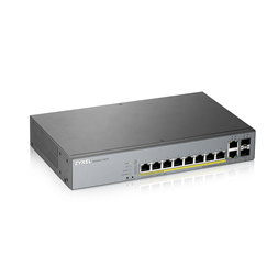 ZyXEL GS1350-12HP 8x GbE LAN PoE (130W) 2x GbE SFP smart menedzselhető CCTV PoE switch