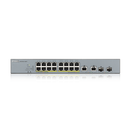 ZyXEL GS1350-18HP 16x GbE LAN PoE (250W) 2x GbE RJ45/SFP Combo port smart menedzselhető CCTV PoE switch