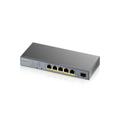 ZyXEL GS1350-6HP 5x GbE LAN PoE (60W) 1x GbE SFP smart menedzselhető CCTV PoE switch