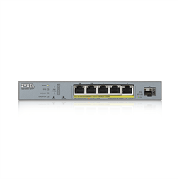ZyXEL GS1350-6HP 5x GbE LAN PoE (60W) 1x GbE SFP smart menedzselhető CCTV PoE switch