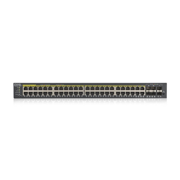 ZyXEL GS1920-48HPv2 48port GbE LAN PoE (375W) 4port Gbe combo RJ45/SFP L2 menedzselhető PoE switch