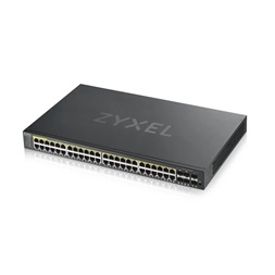 ZyXEL GS1920-48HPv2 48port GbE LAN PoE (375W) 4port Gbe combo RJ45/SFP L2 menedzselhető PoE switch