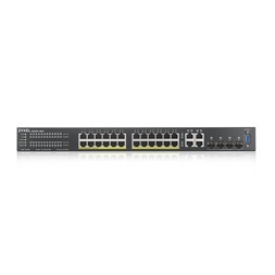 ZyXEL GS2220-28HP 24port GbE LAN 4xGbE RJ45/SFP Combo port (375W) PoE L2 menedzselhető switch