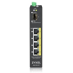 ZyXEL RGS100-5P 4port GbE LAN (120W) PoE 1port GbE SFP ipari switch