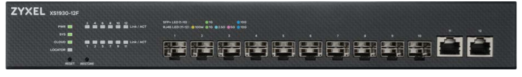ZyXEL XS1930-12F 2xMulti-Gig 1/2.5/5/10G LAN 10x10GbE SFP+ port smart menedzselhető Multi-Gigabit Switch