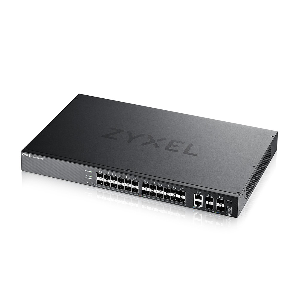 ZyXEL XGS2220-30F 24xGbE SFP 2x10mG RJ45 LAN 4x10GbE SFP+ port L3 menedzselhető switch