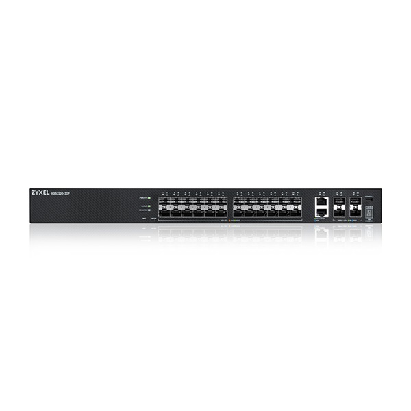 ZyXEL XGS2220-30F 24xGbE SFP 2x10mG RJ45 LAN 4x10GbE SFP+ port L3 menedzselhető switch