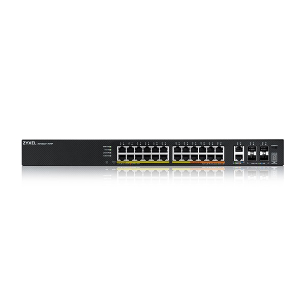 ZyXEL XGS2220-30HP 24xGbE PoE LAN 2x10mG RJ45 PoE LAN (400W) 4x10GbE SFP+ port L3 menedzselhető PoE switch